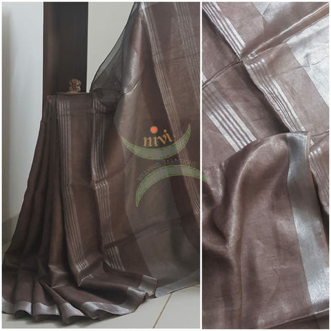 Brown handloom tissue linen