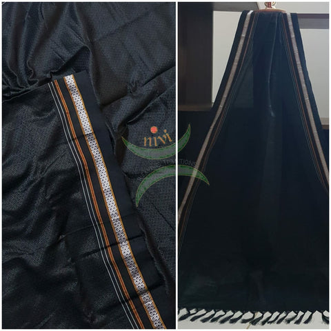 Handloom black khun/khana dupatta.