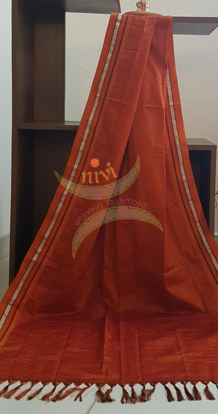 Handloom orange khun/khana dupatta.