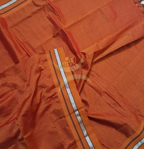 Handloom orange khun/khana dupatta.
