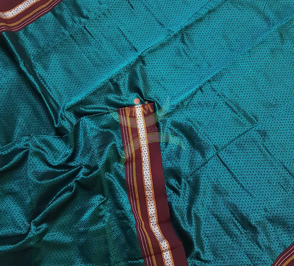 Handloom teal blue with maroon khun/ khana dupatta