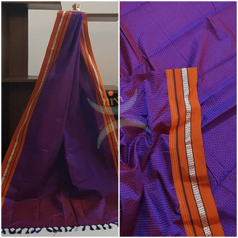 Handloom purple with orange khun/ khana dupatta