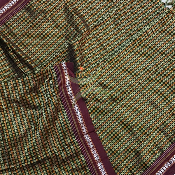 Handloom mehendi green with maroon border khun/ khana dupatta