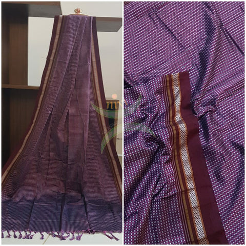 Handloom purple with maroon border khun/ khana dupatta