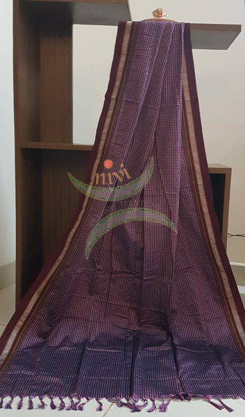 Handloom purple with maroon border khun/ khana dupatta