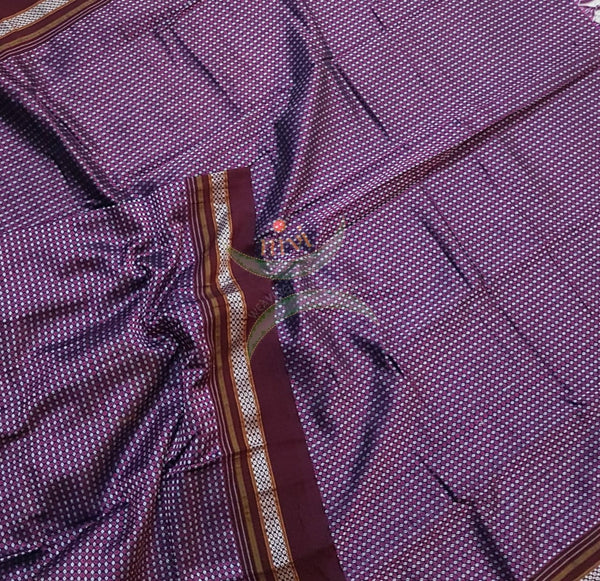 Handloom purple with maroon border khun/ khana dupatta