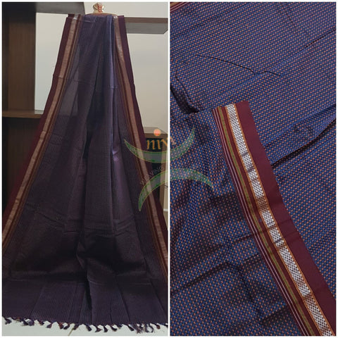 Handloom purple with maroon border khun/ khana dupatta