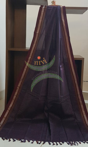Handloom purple with maroon border khun/ khana dupatta