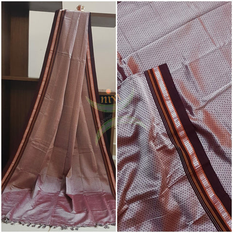 Handloom silver  with maroon border khun/ khana dupatta