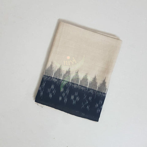 Off white with black Handloom mul cotton ikat blouse piece. Comes with 36 inches width.
