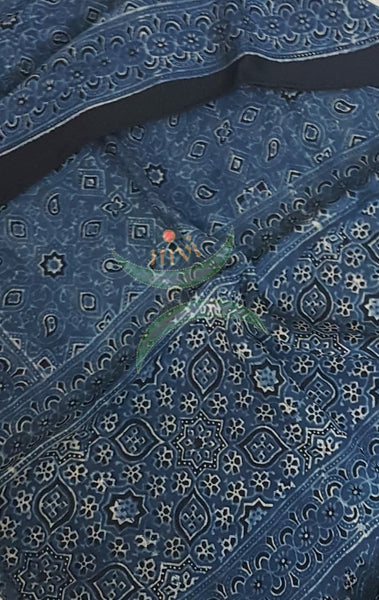 Handloom modal silk natural dyed ajarakh stole. Stole comes in 23 inches width and 2.1 mt by length.