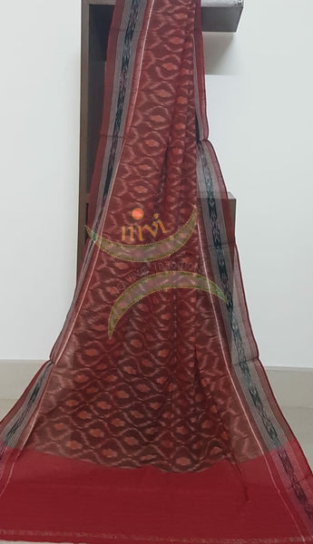 Maroon handloom pochampalli ikat mul cotton dupatta