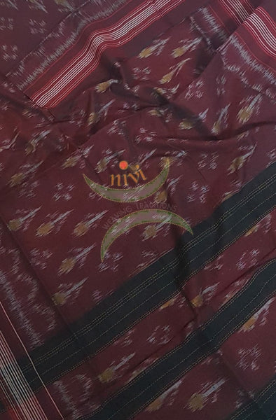 Maroon with Black handloom sambalpuri ikat mul cotton dupatta