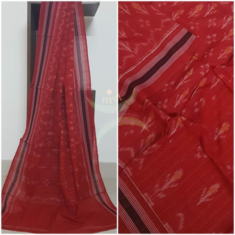 Red handloom pochampalli ikat mul cotton dupatta