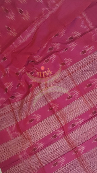 Fuchsia pink handloom pochampalli ikat mul cotton dupatta