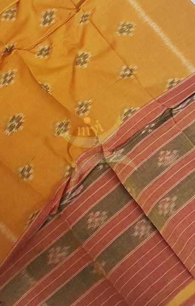 Mustard handloom pochampalli ikat mul cotton dupatta