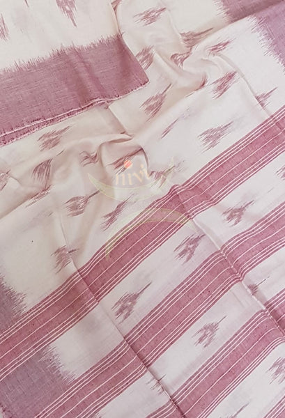 Off white Pink handloom sambalpuri ikat mul cotton dupatta