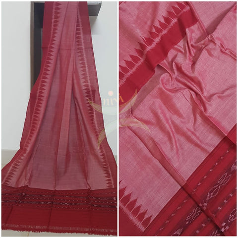 Pink handloom sambalpuri ikat mul cotton dupatta