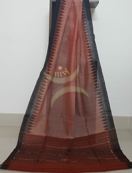 Peach handloom pochampalli ikat mul cotton dupatta