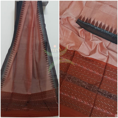 Peach handloom pochampalli ikat mul cotton dupatta