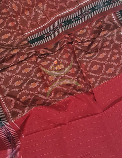 Maroon handloom pochampalli ikat mul cotton dupatta