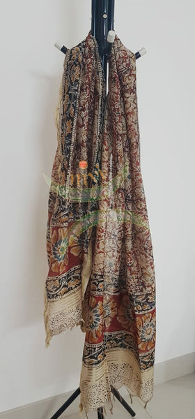 Red handloom chanderi kalamkari dupatta