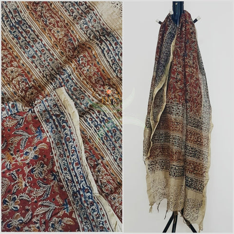 Red handloom chanderi kalamkari dupatta