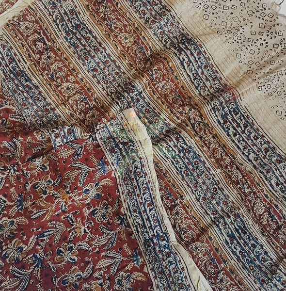 Red handloom chanderi kalamkari dupatta