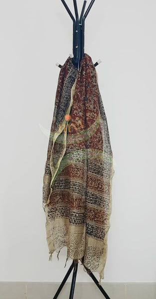 Red handloom chanderi kalamkari dupatta