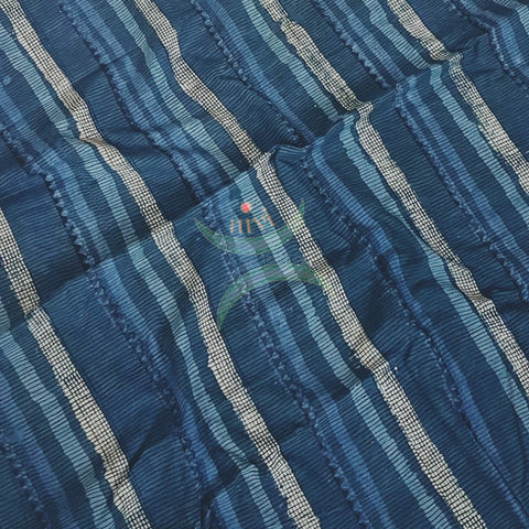 Indigo hand block printed cotton fabric
