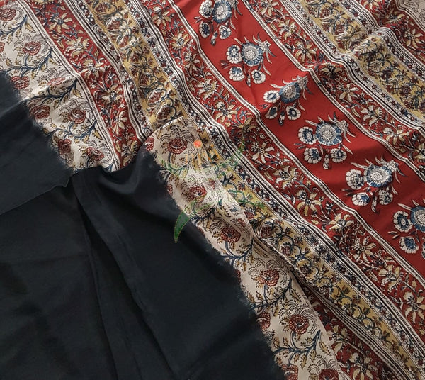 Black chennur silk handloom kalamkari Saree