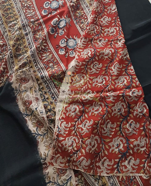 Black chennur silk handloom kalamkari Saree