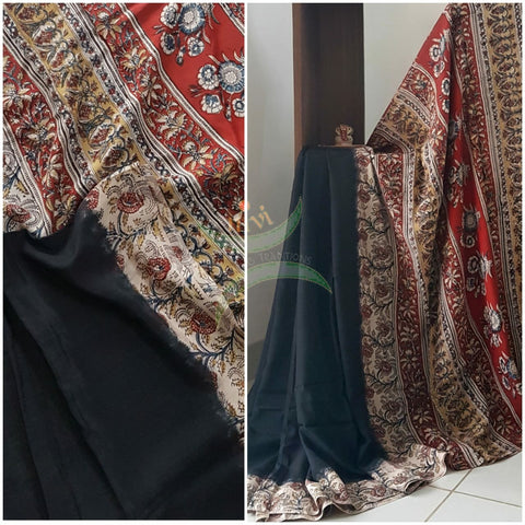 Black chennur silk handloom kalamkari Saree