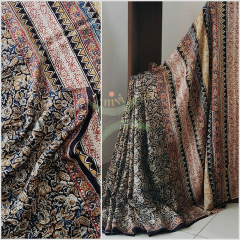 Black chennur silk handloom kalamkari Saree