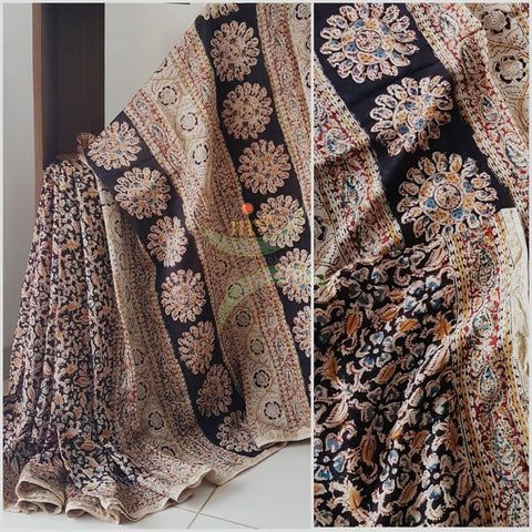 Black Handloom chanderi kalamkari