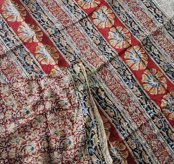 Red Handloom chanderi kalamkari