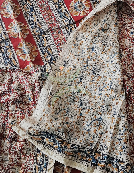 Red Handloom chanderi kalamkari