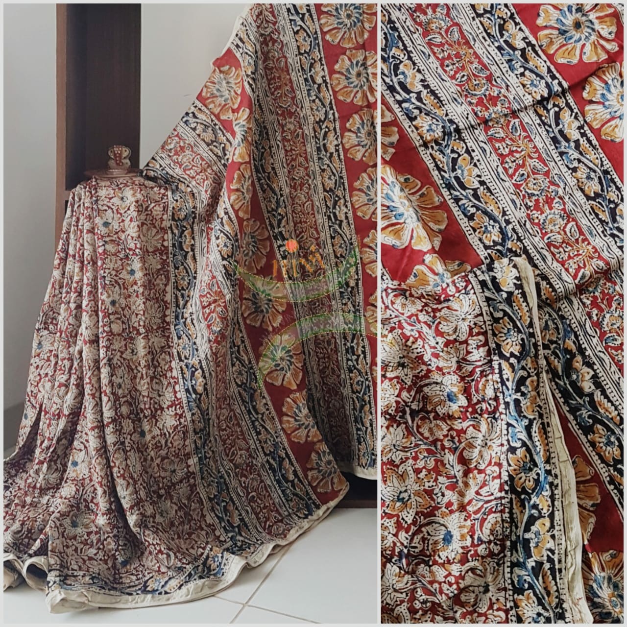 Red Handloom chanderi kalamkari