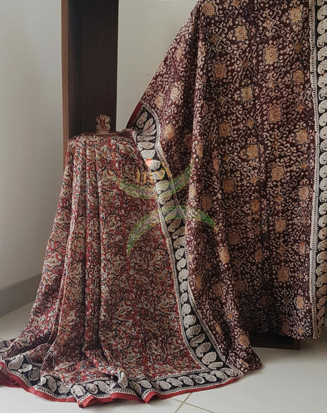 Red chennur silk handloom kalamkari Saree
