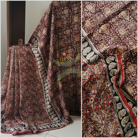Red chennur silk handloom kalamkari Saree