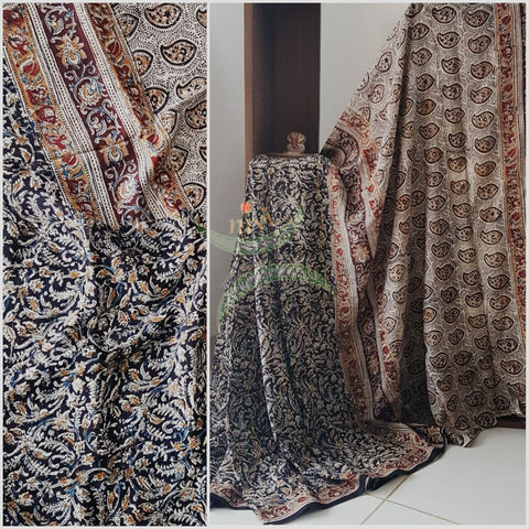 Black chennur silk handloom kalamkari Saree