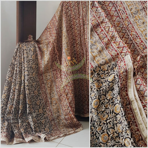 Black Handloom chanderi kalamkari