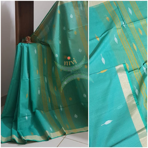 Sea green bengal handloom linen cotton