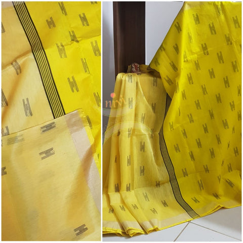 Yellow bengal handloom linen cotton