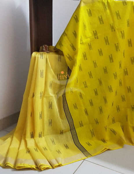 Yellow bengal handloom linen cotton
