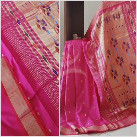 Pink cotton handloom paithani