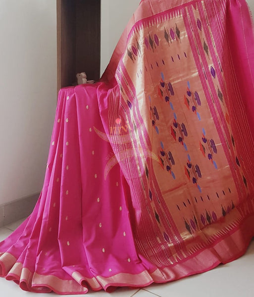 Pink cotton handloom paithani