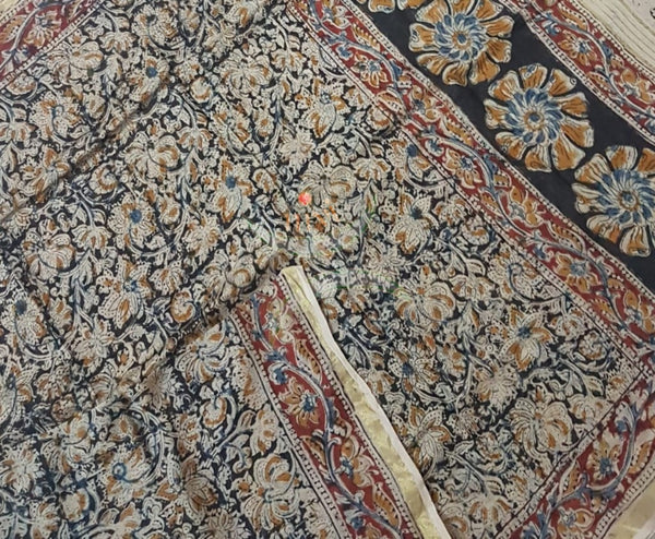 Black handloom chanderi kalamkari dupatta
