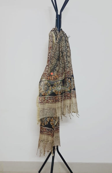 Black handloom chanderi kalamkari dupatta