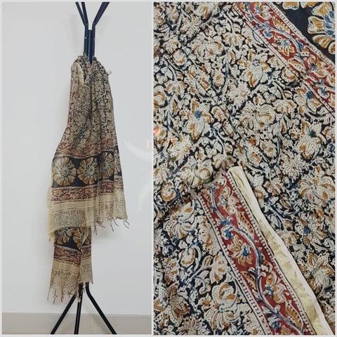 Black handloom chanderi kalamkari dupatta